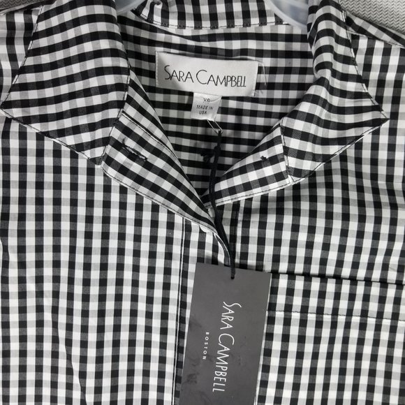 Sara Campbell XS Black White Collared Striped Button Down Tunic Dress Shirt NWT - Picture 3 of 8